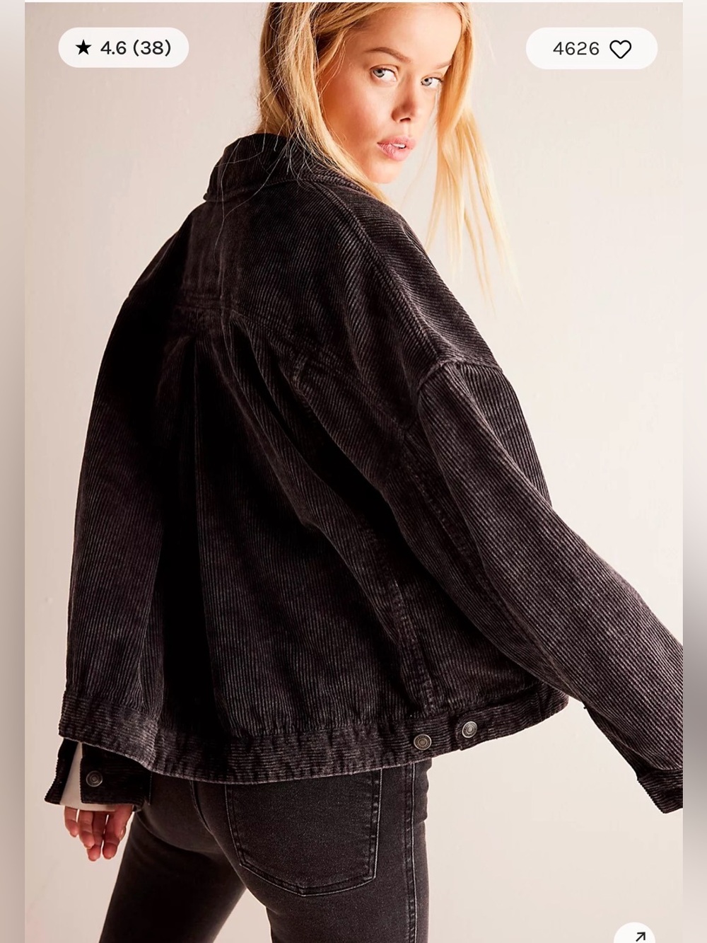 Free People Oversized Corduroy Utility Jacket Size Medium - Picture 3 of 16